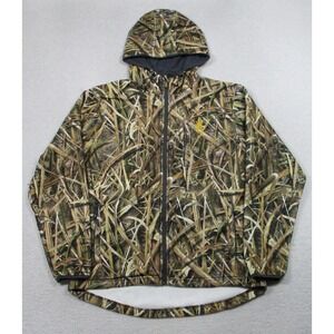 Browning Jacket‎ Mens Large Camo Hooded Full Zip Fleece Lined Hunting Softshell